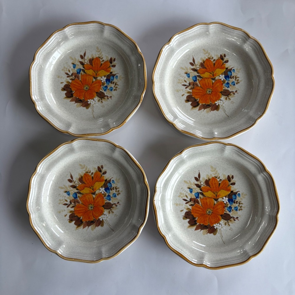 Mikasa‎ Garden Club Flowerfest Salad Plates Set of 4 Vintage Stoneware Japan 8"